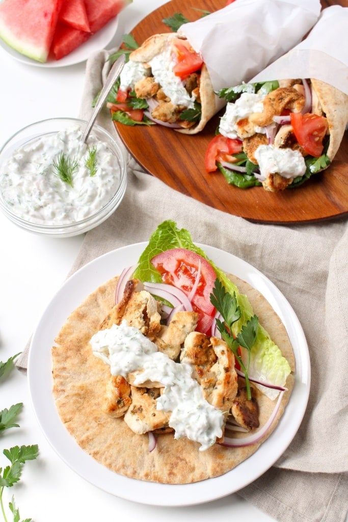 Chicken Gyros with Watermelon Rind Tzatziki recipe