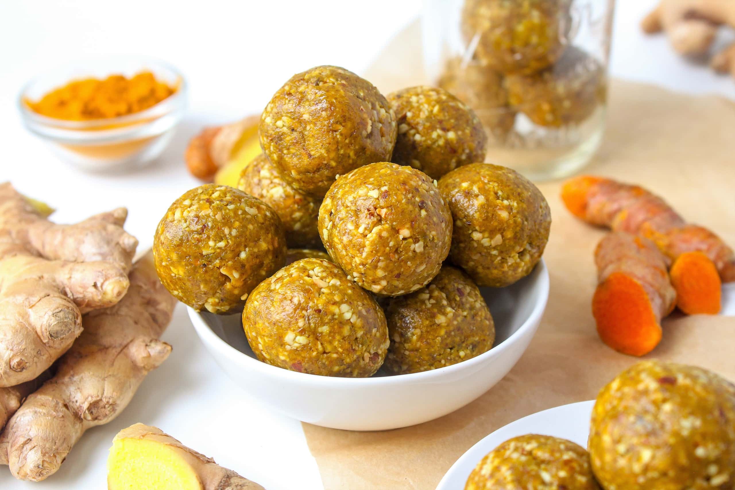 No Bake Turmeric Ginger Energy Balls Easy Snack Recipe