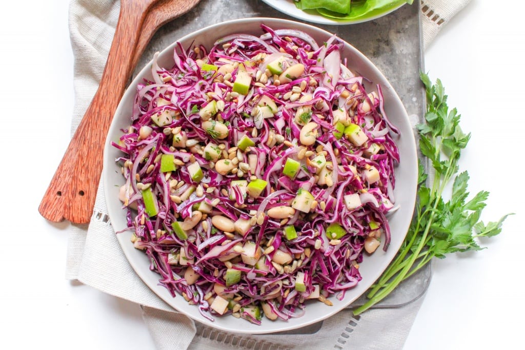 white bean and cabbage slaw with apples and cider vinaigrette recipe