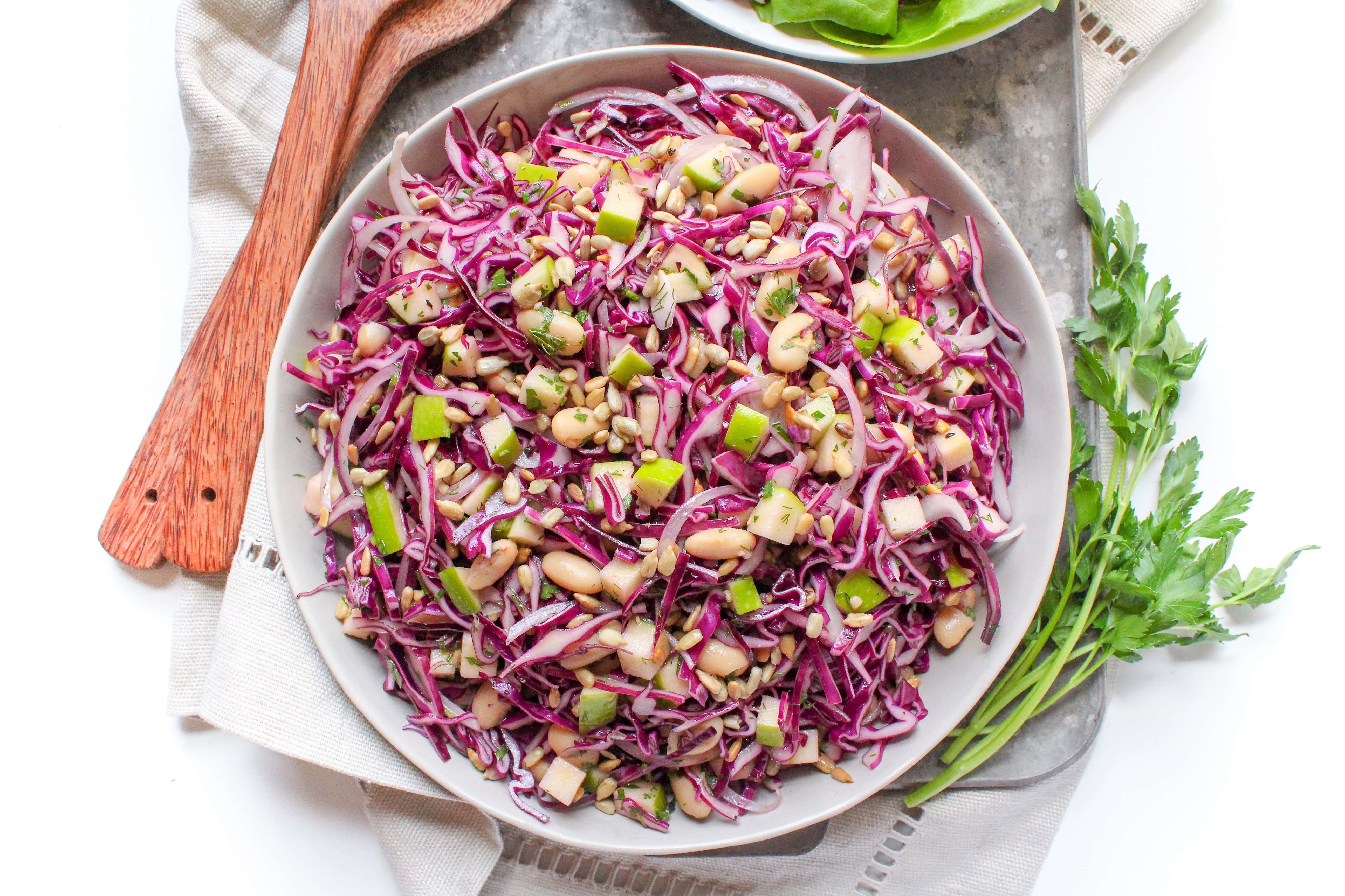White Bean & Cabbage Slaw with Apples & Cider Vinaigrette