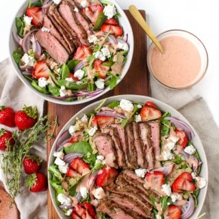 steak and strawberry salad