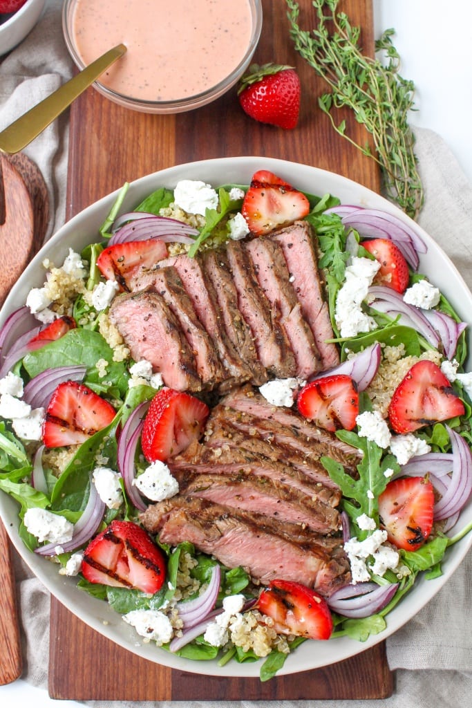 grilled steak and strawberry salad