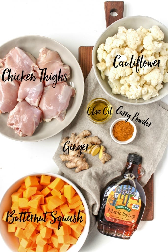 Sheet Pan Maple Curry Chicken ingredients