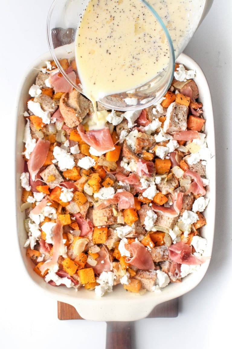 Butternut Squash, Prosciutto, and Goat Cheese Strata Recipe