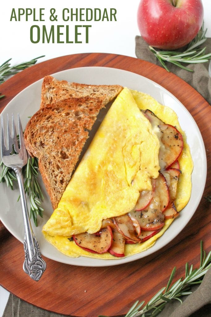 apple omelette with white cheddar