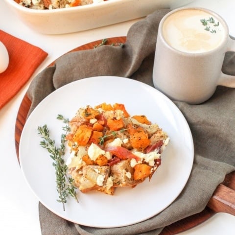 Butternut Squash, Prosciutto, and Goat Cheese Strata