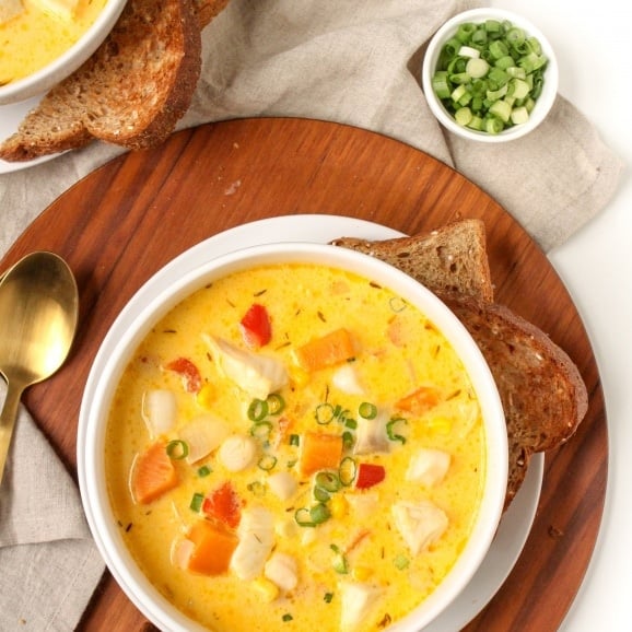 healthy seafood chowder recipe with sweet potato