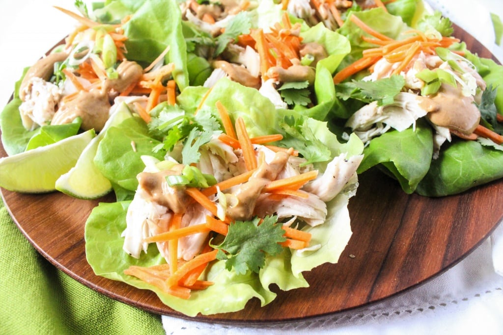 chicken lettuce wraps with peanut sauce