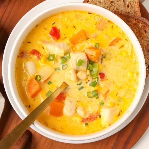 Healthy Seafood Chowder Recipe with Sweet Potato - Easy Dinner Recipe
