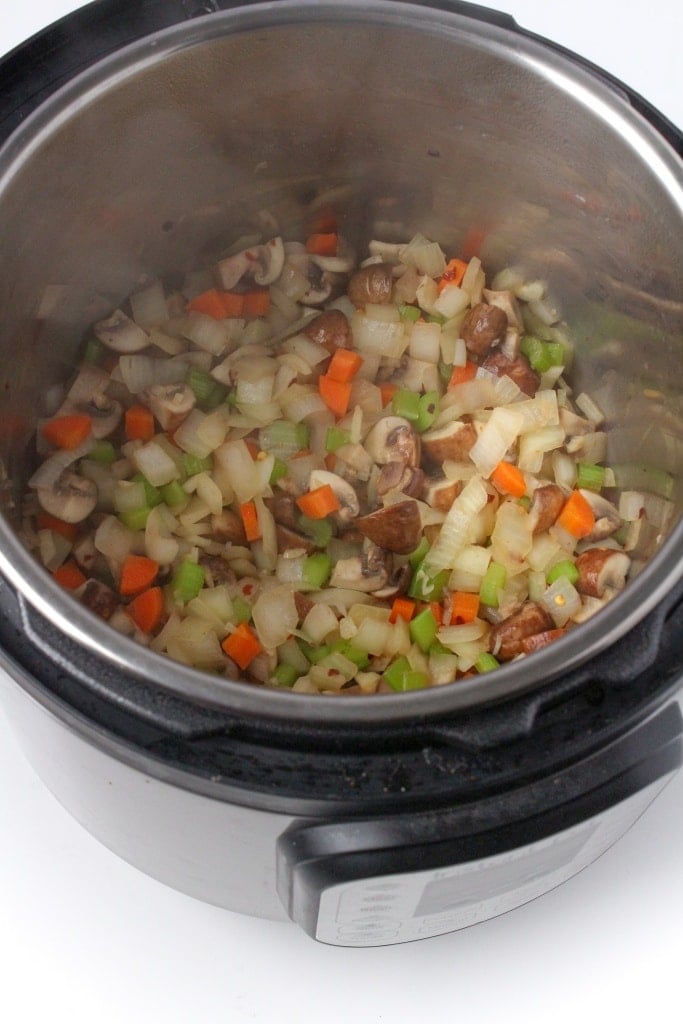 sauteeing vegetables in an Instant Pot