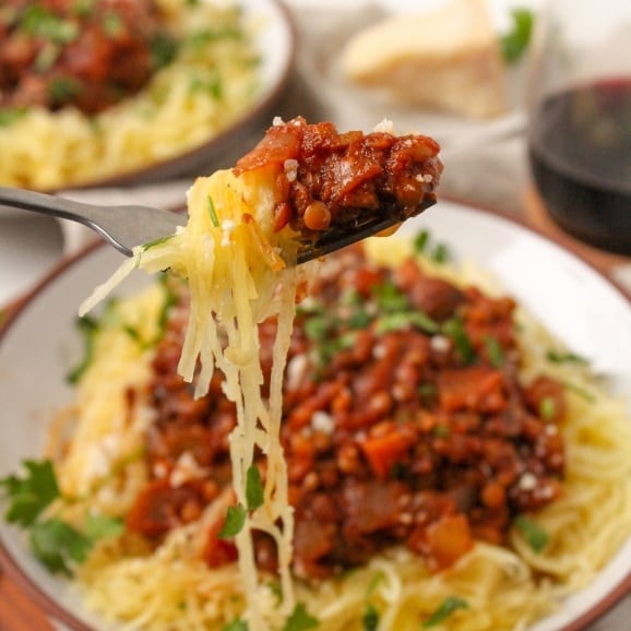 instant pot spaghetti squash lentil bolognese4