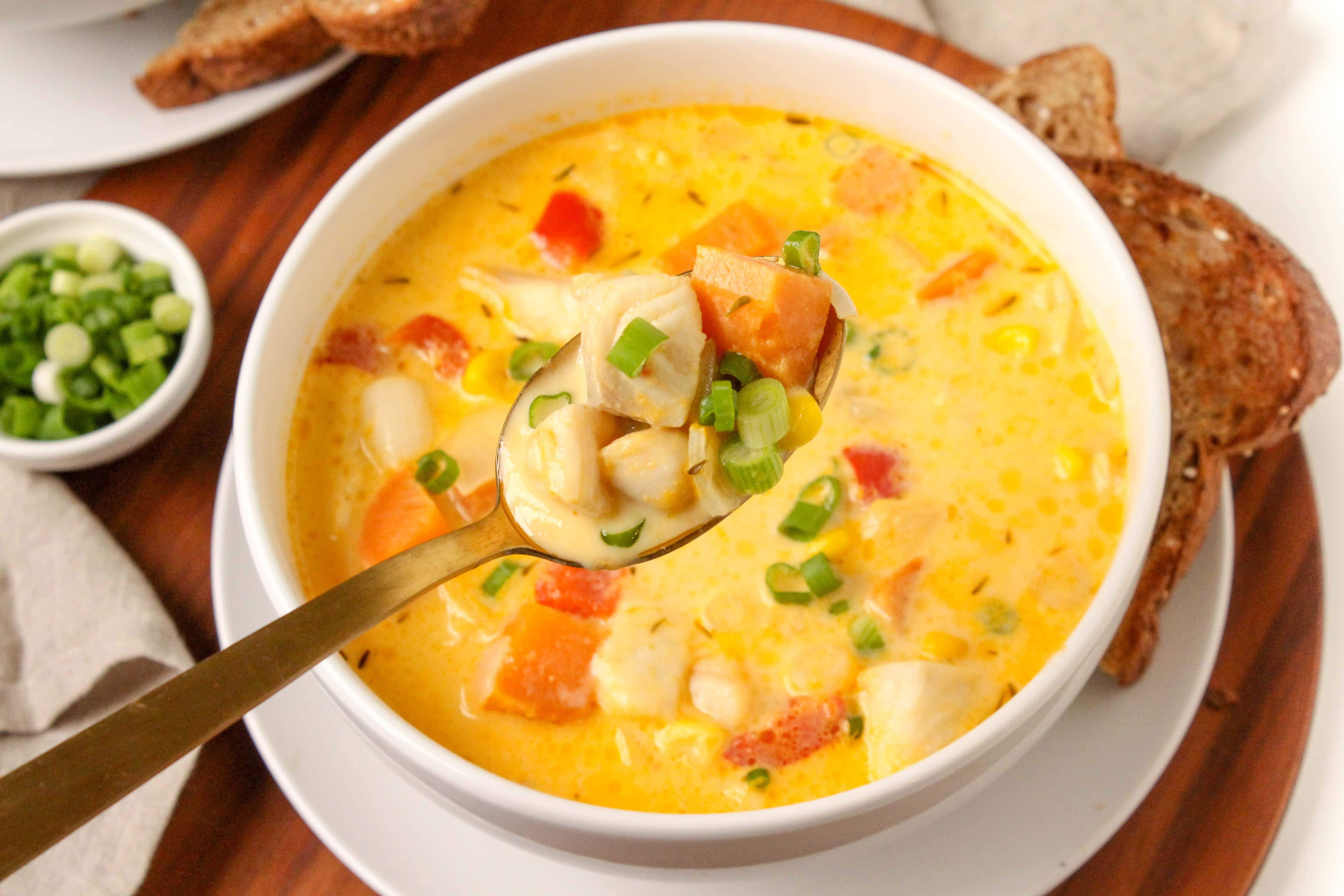 Healthy Seafood Chowder Recipe with Sweet Potato - fANNEtastic food ...