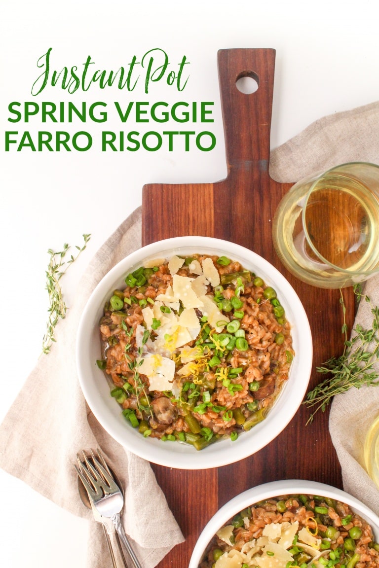 Creamy Instant Pot Farro Risotto with Mushrooms & Asparagus