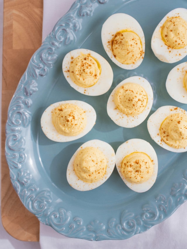 No Mayo Deviled Eggs (Healthy Appetizer) food