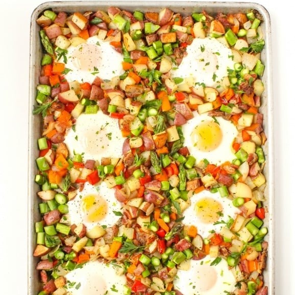 sheet pan breakfast hash with veggies and bacon recipe