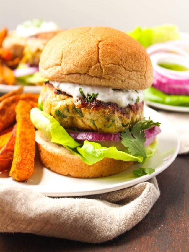 Grilled or Stovetop Ground Turkey Burgers food