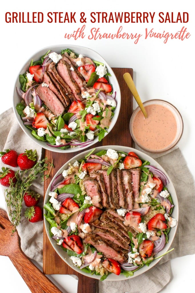 grilled steak and strawberry salad