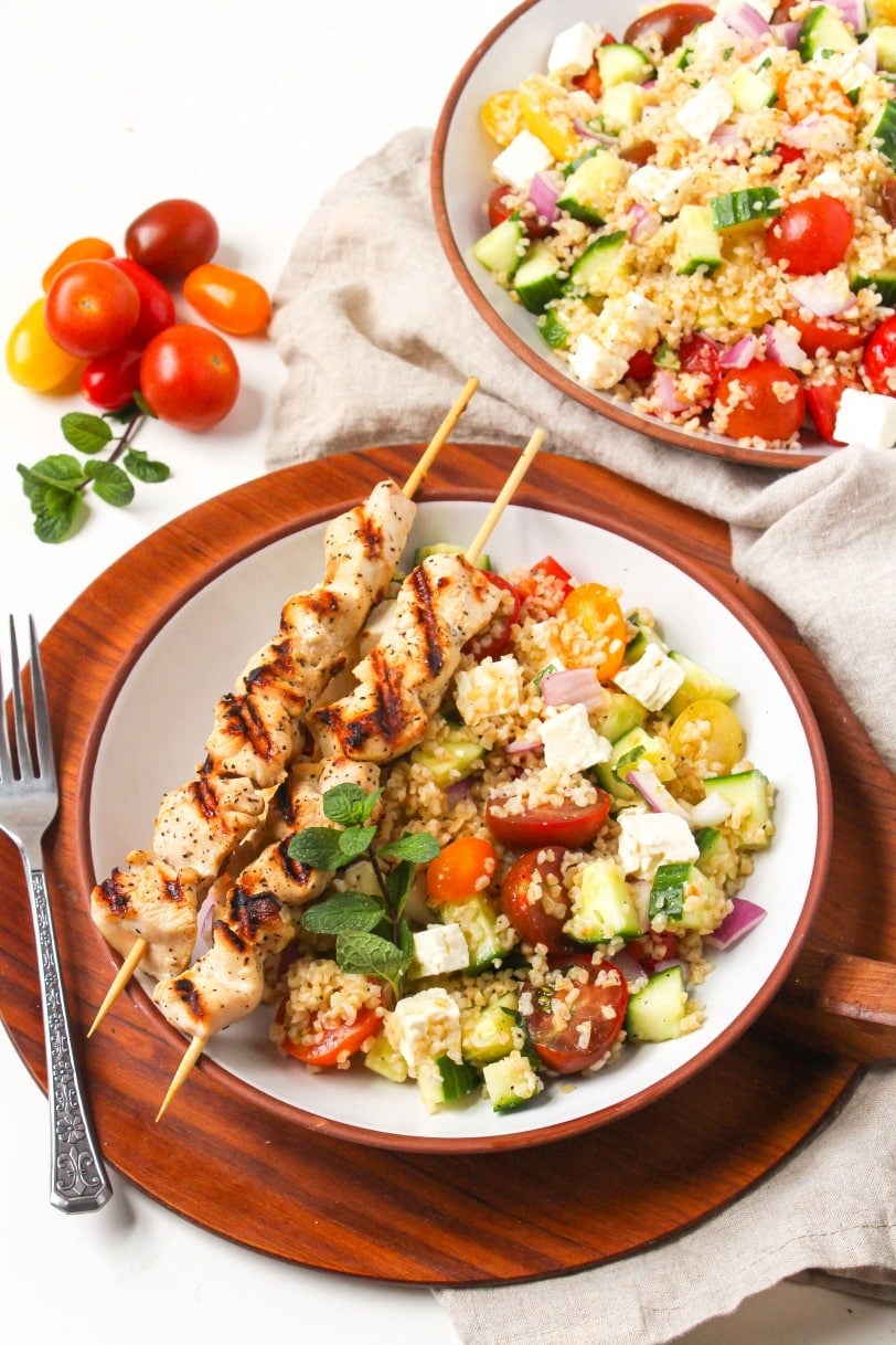 mediterranean bulgur salad with chicken
