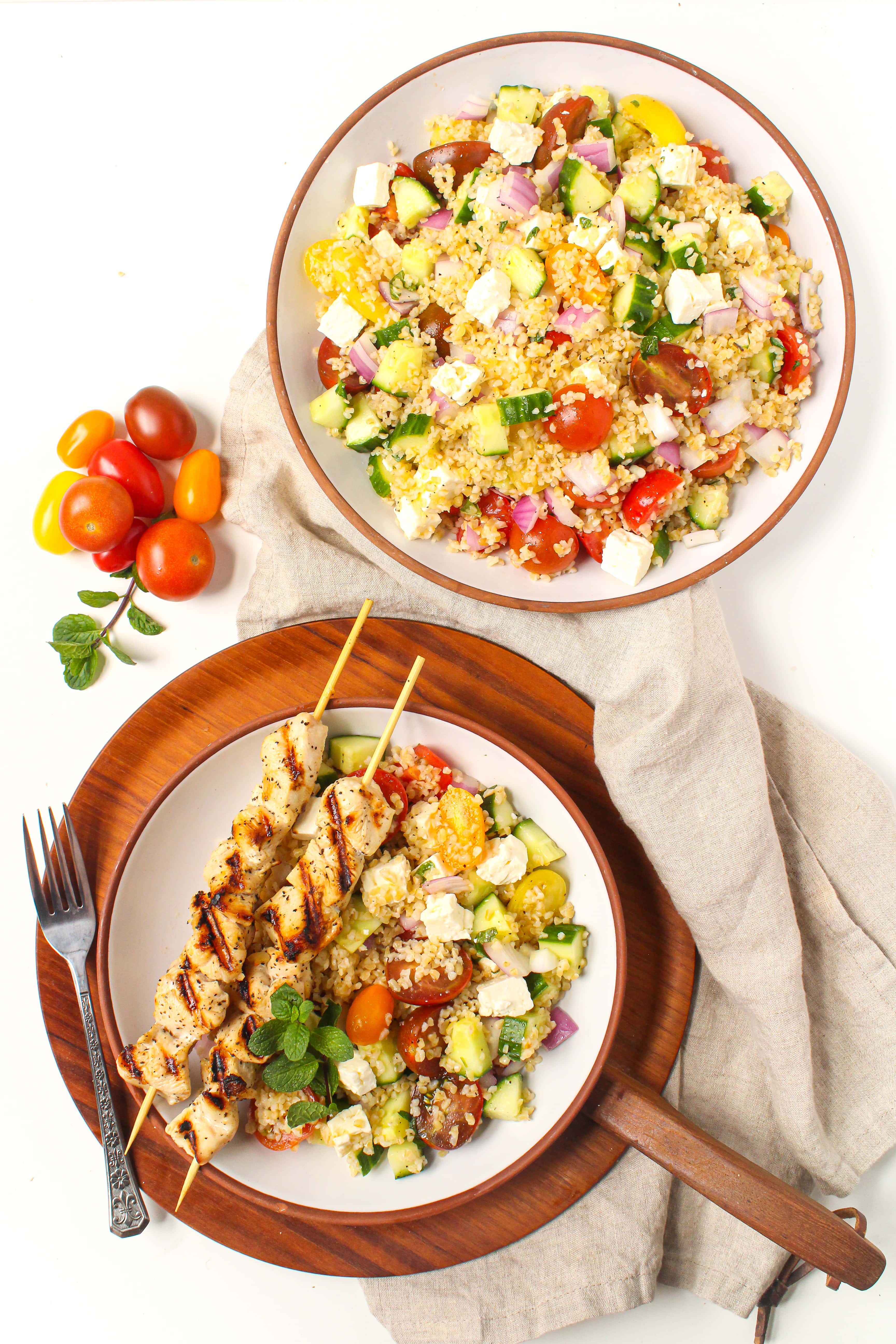 Mediterranean Bulgur Salad with Lemon Mint Vinaigrette - Healthy Recipe
