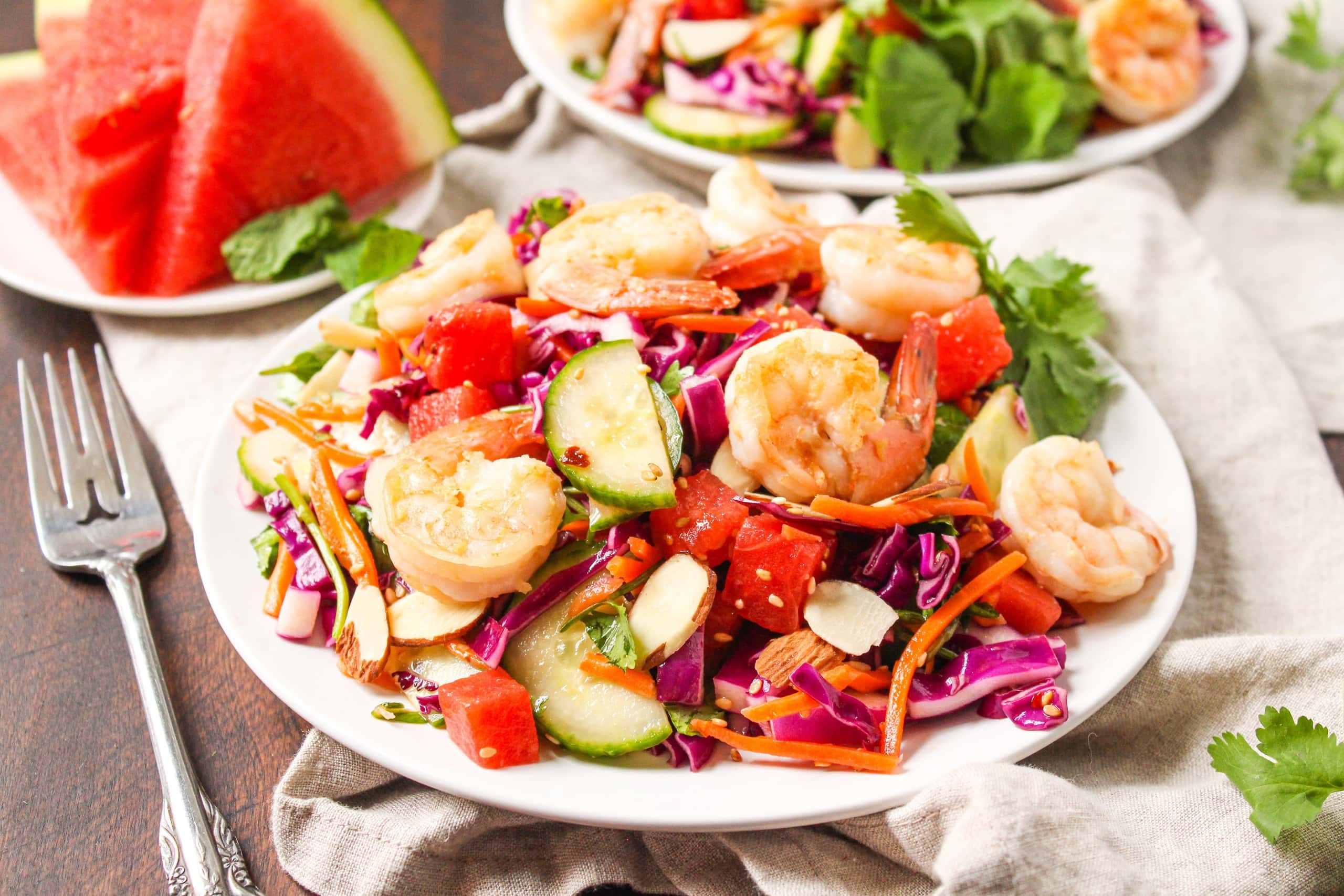 sesame shrimp watermelon salad recipe with lime