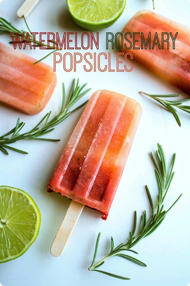 watermelon rosemary popsicles