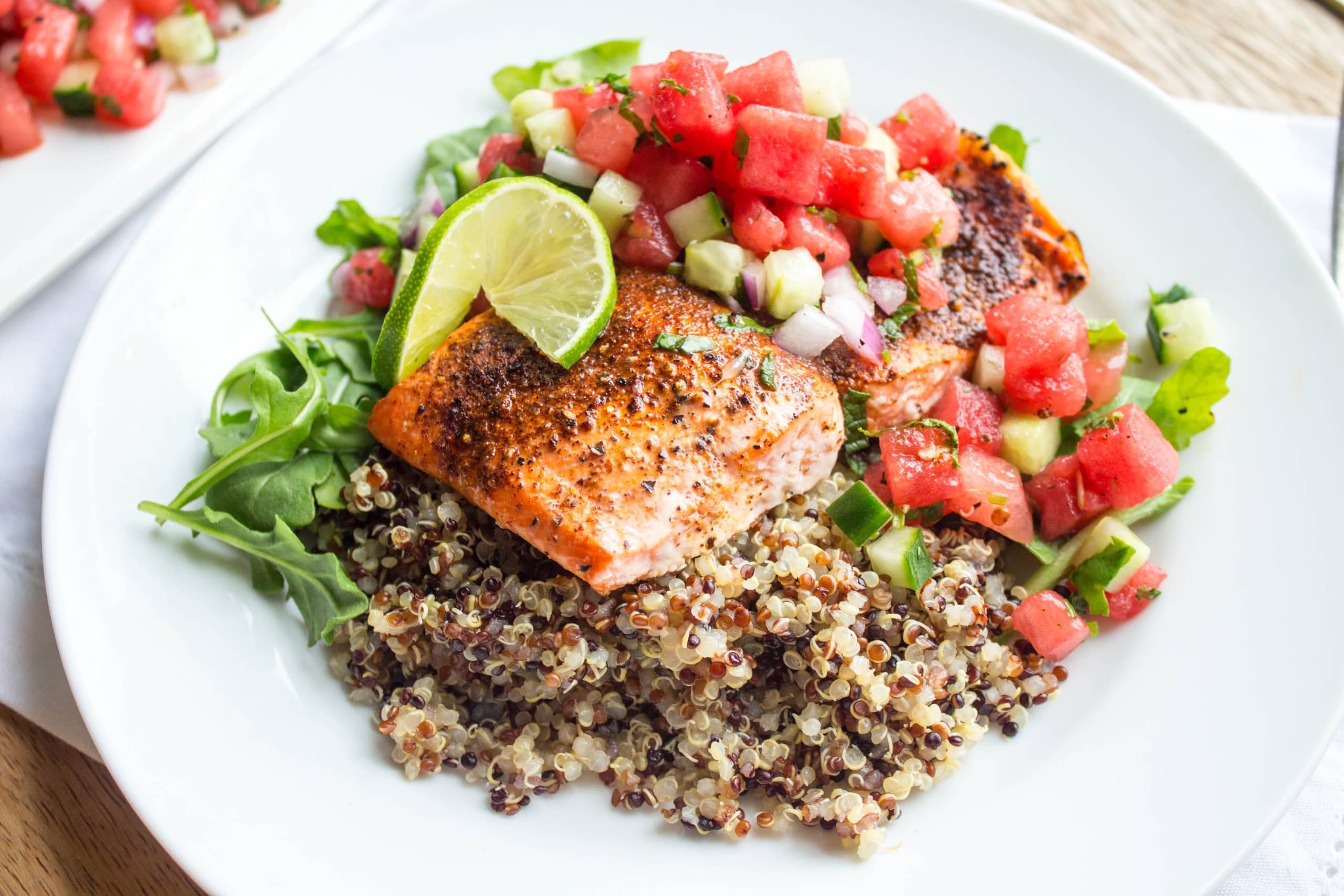 roasted salmon and watermelon lime salsa