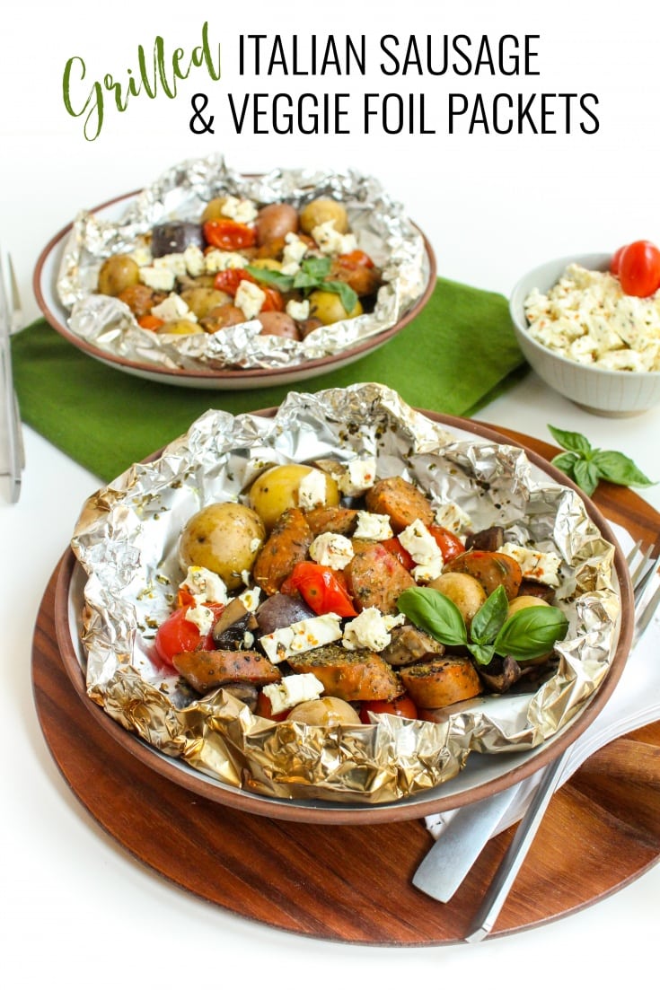 Grilled Italian Sausage & Veggie Foil Packets Healthy Dinner Recipe
