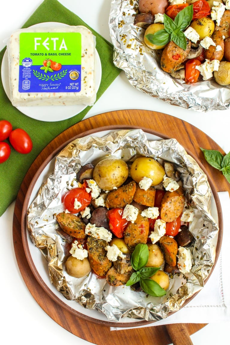 Grilled Italian Sausage & Veggie Foil Packets Healthy Dinner Recipe