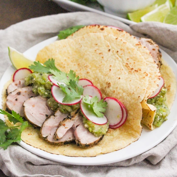 grilled pork tenderloin tacos with homemade salsa verde