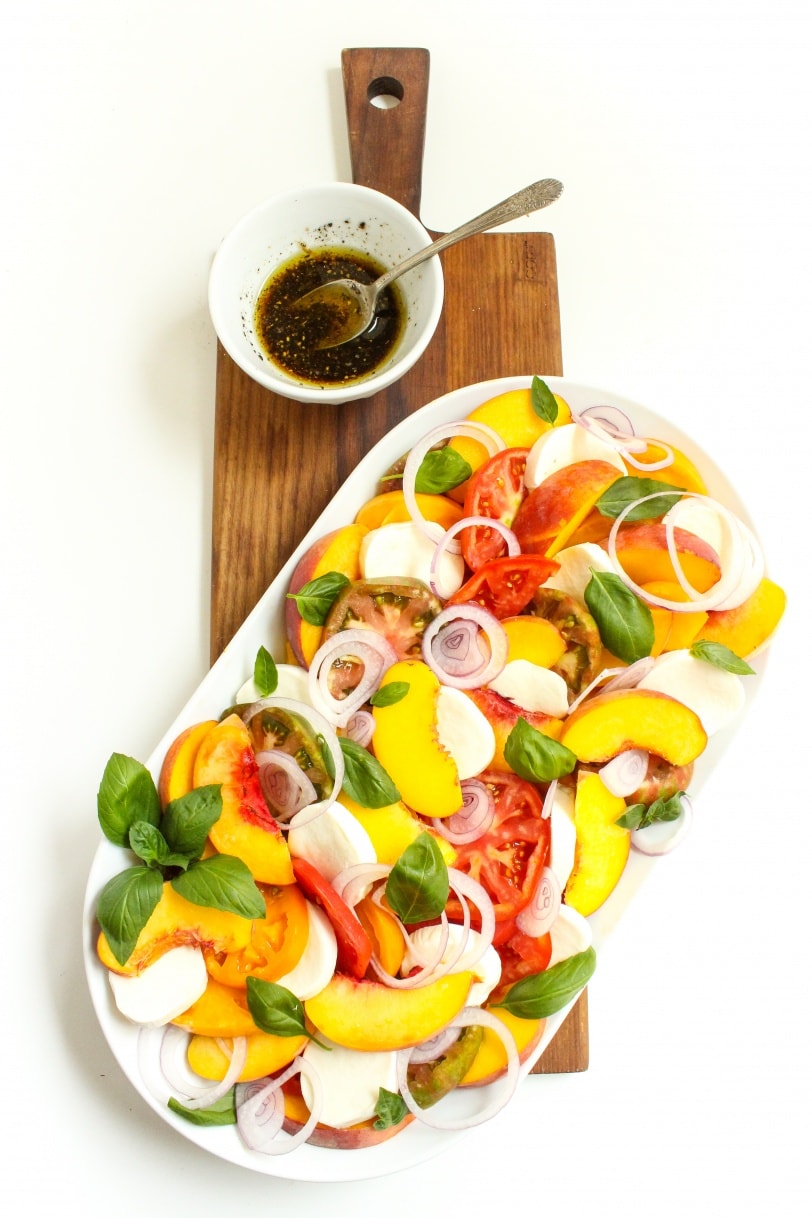 heirloom tomato peach caprese salad