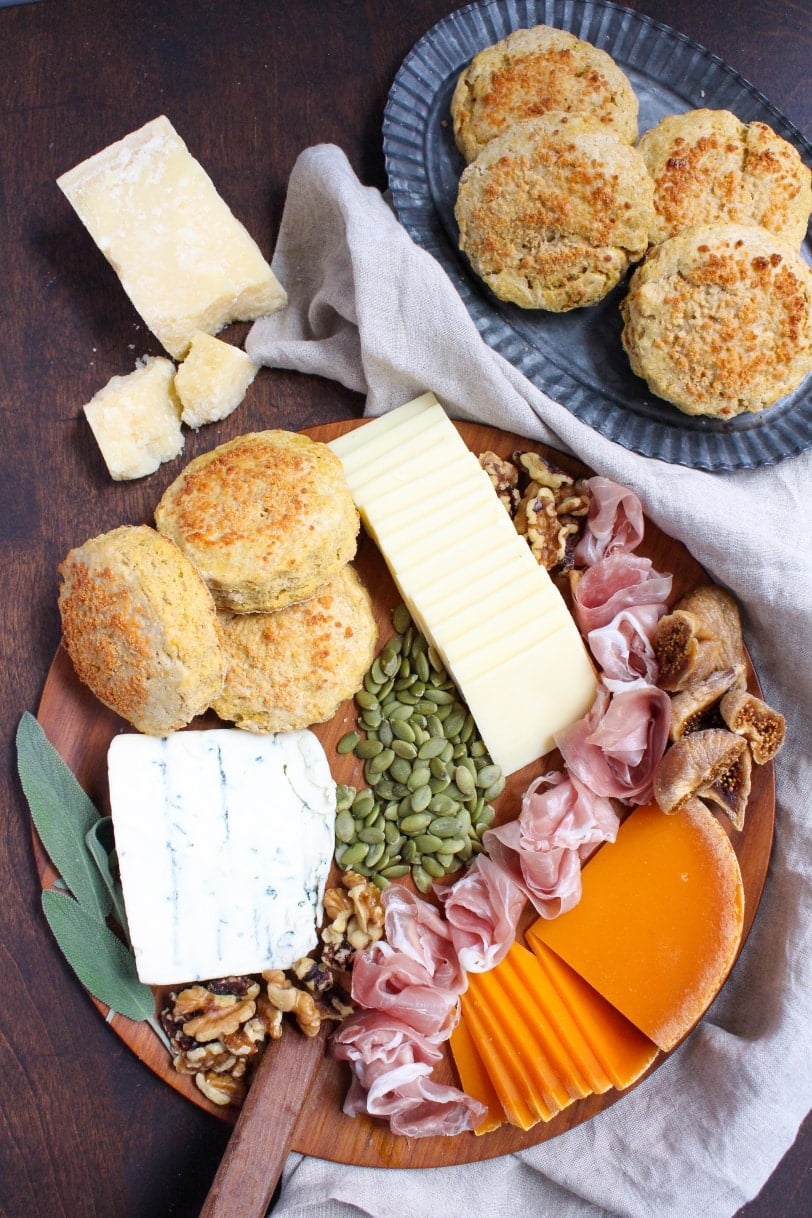 holiday appetizer spread with biscuits