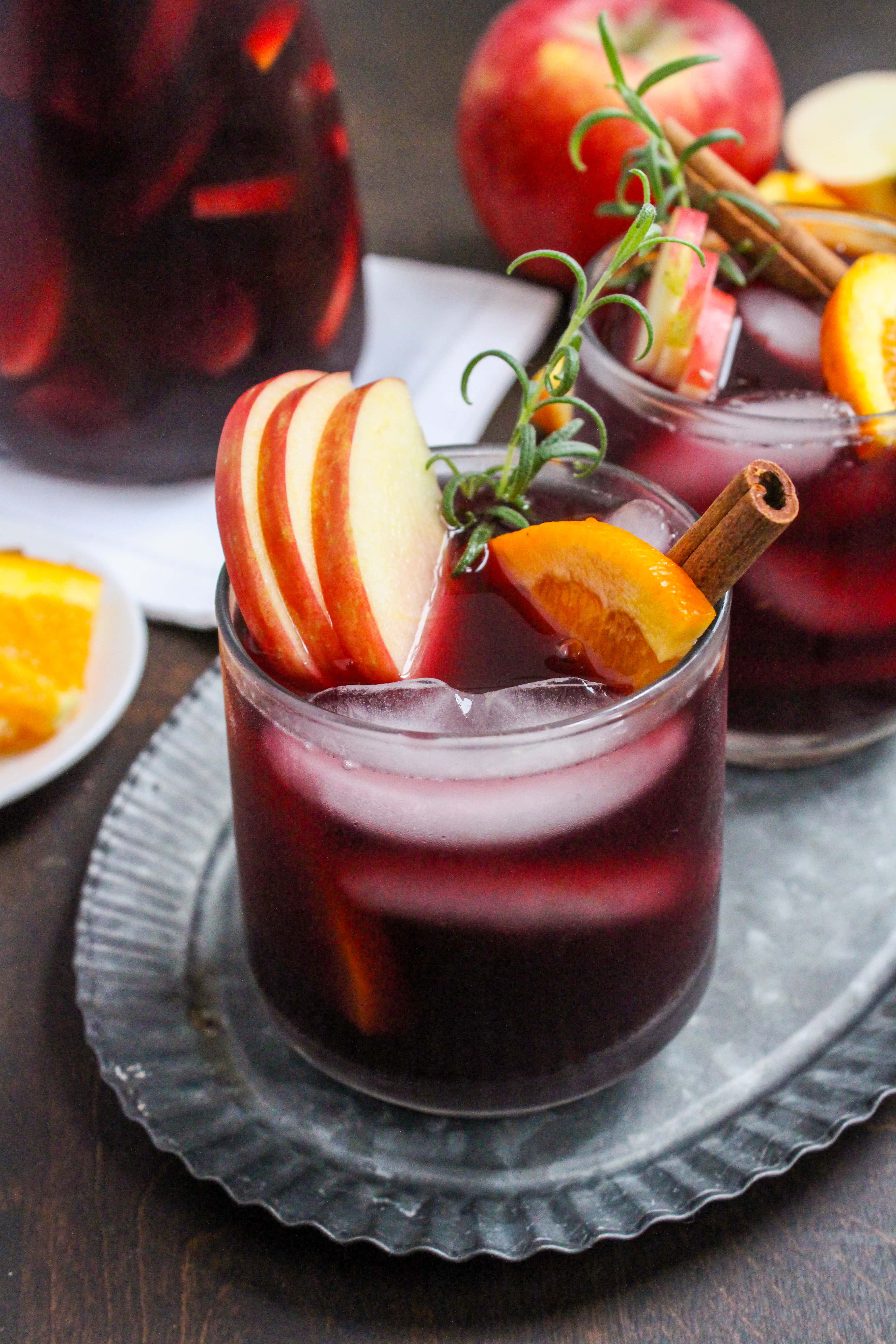 Easy Fall Sangria Recipe with apple cider + bourbon Enjoy Iced or Hot