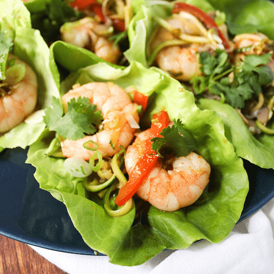 sriracha shrimp lettuce wraps