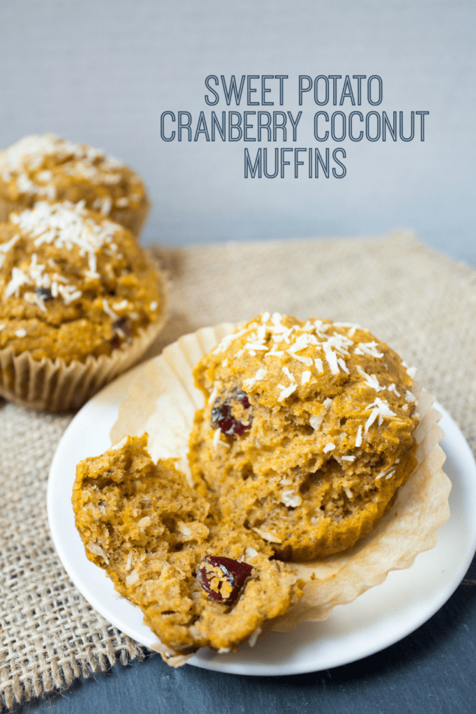sweet potato muffins with shredded coconut on a plate