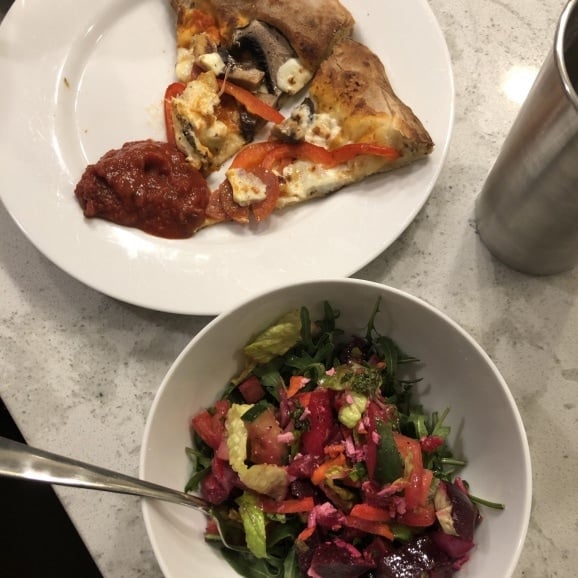 valentine's pizza and salad