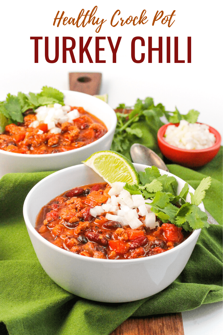 slow cooker turkey chili in a bowl
