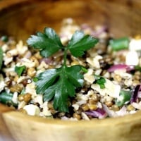 lentil and brown rice salad