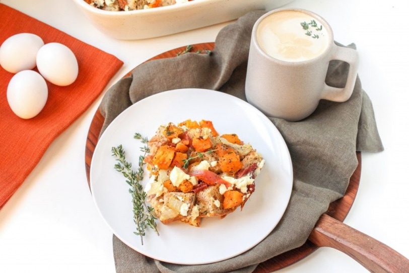 savory butternut squash prosciutto strata recipe