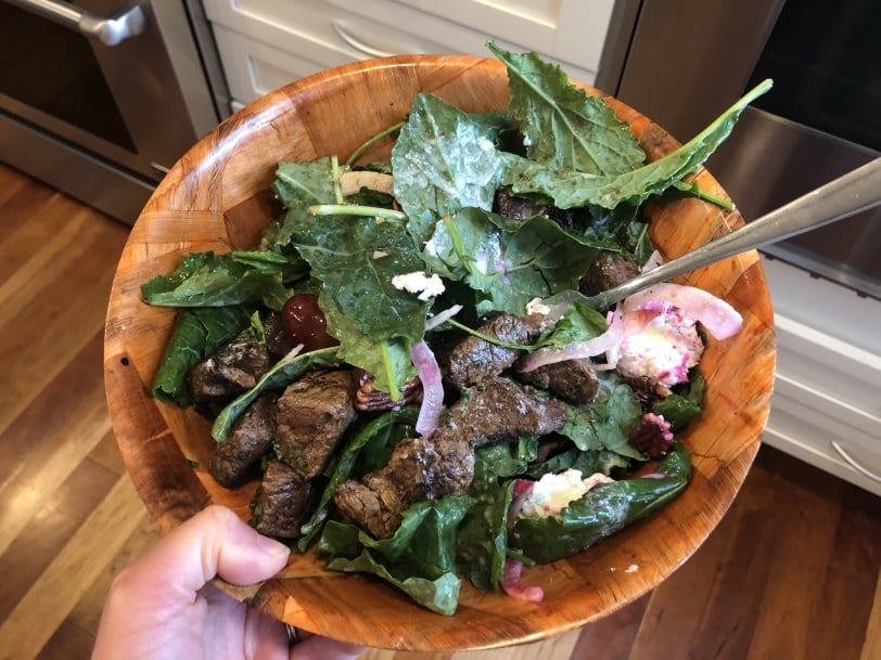 steak salad with beets and grapes