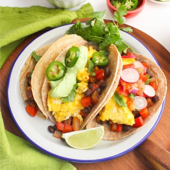 healthy breakfast tacos on a plate