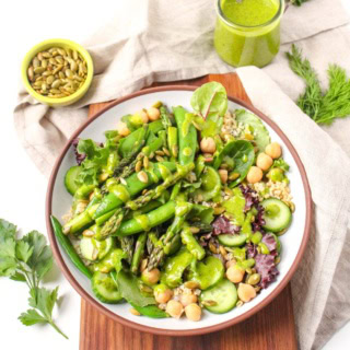 green goddess salad with snow peas and honey vinaigrette