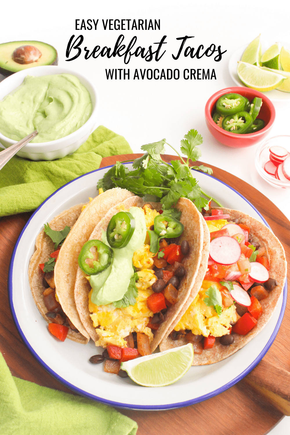 vegetarian healthy breakfast tacos with toppings