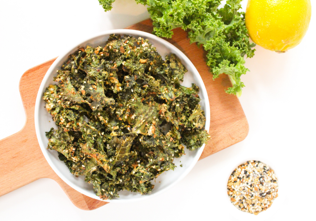 baked kale chips in a bowl