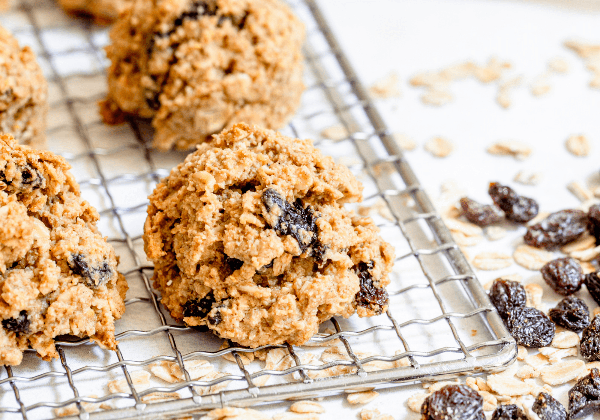 vegan peanut butter power cookies on a wire rack