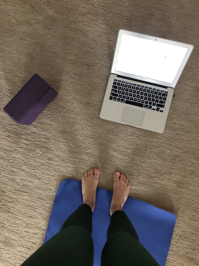at home yoga class on my computer
