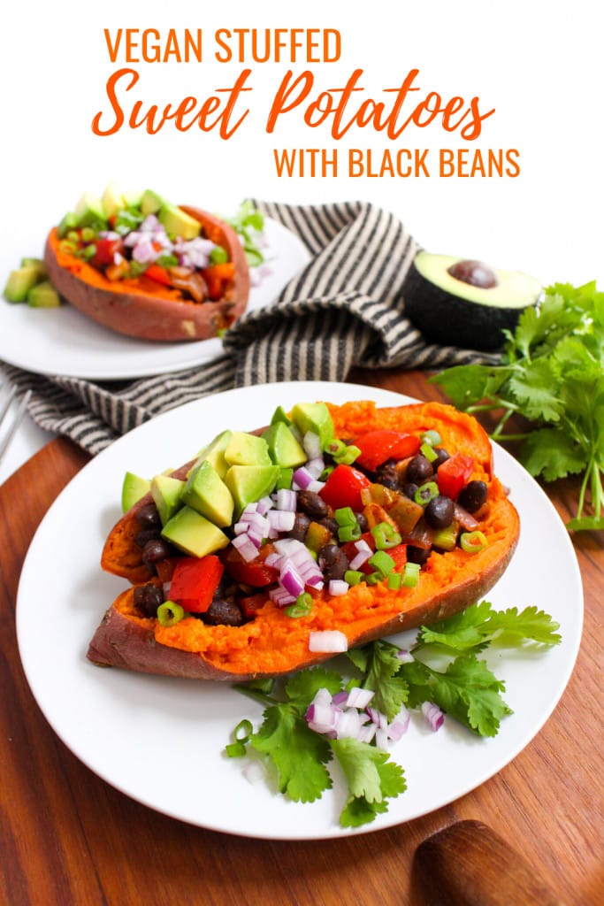 Mexican stuffed sweet potatoes with black beans and avocado