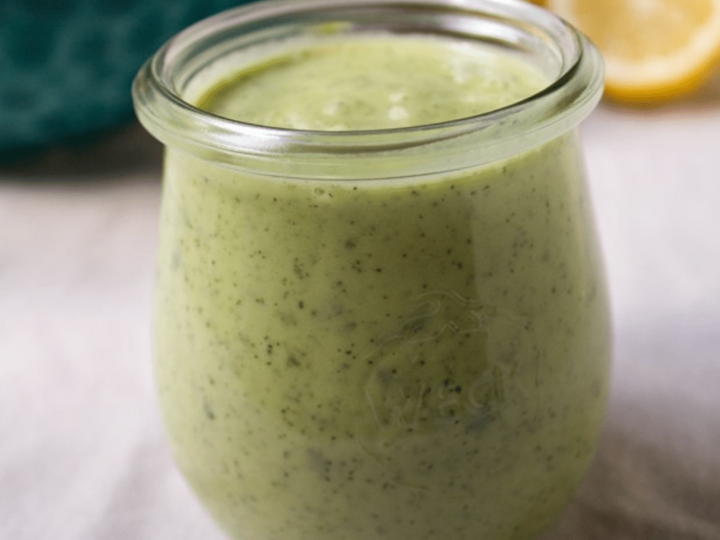 5-Min Creamy Vegan Green Goddess Dressing with Cauliflower