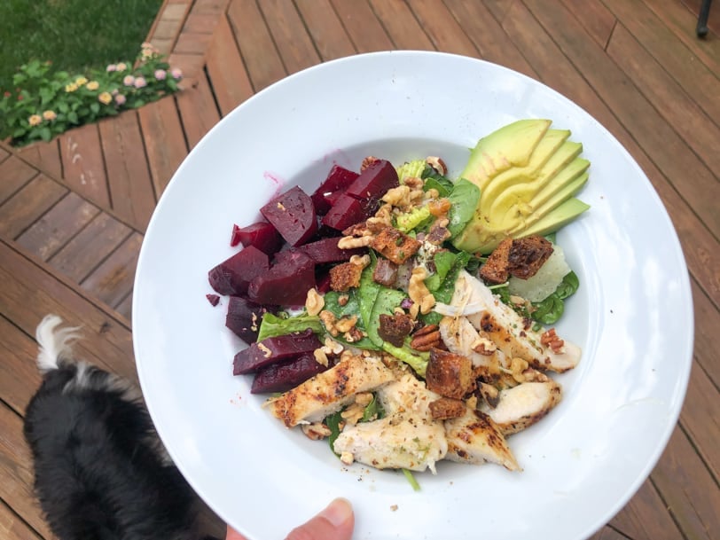 chicken salad with beets and avocado