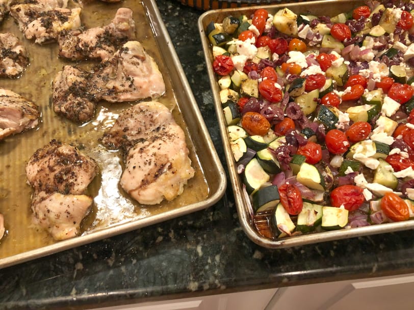 sheet pan mediterranean chicken with veggies