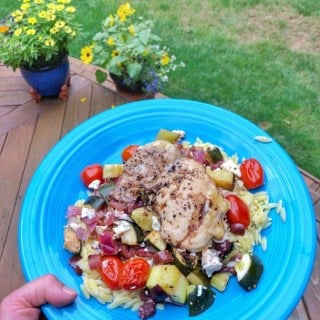 mediterranean chicken with veggies and orzo